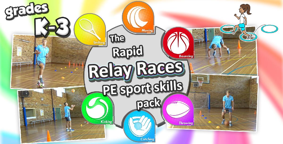 PE `Rapid Relays`: Multiple sport skill activities pack – Grades K-3