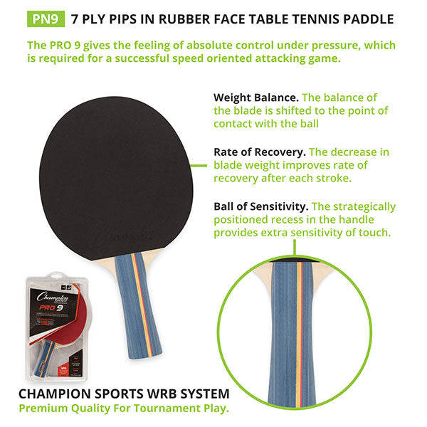 7-Ply Pips in Rubber Face Table Tennis Paddle