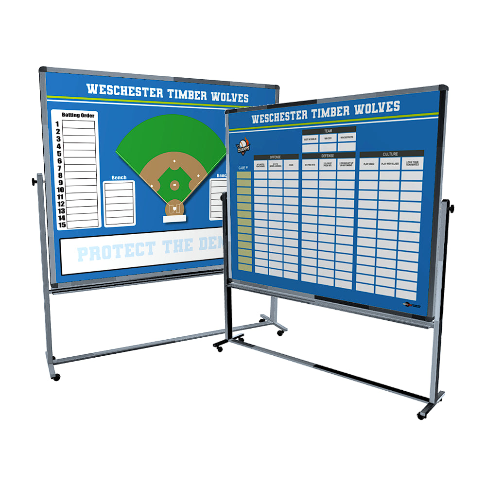 Custom Baseball Softball Rolling Magnetic Whiteboard w- Stand